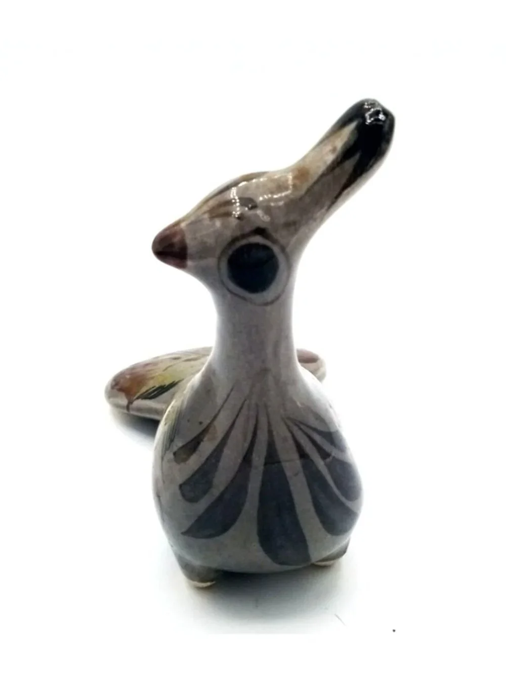 Vintage Mexican Pottery Bird Tonala Style Hand Painted Floral Folk Art Mexico